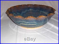 Vintage A&A Art Pottery Centerpiece Bowl Lavender Blue Brown RARE