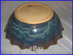 Vintage A&A Art Pottery Centerpiece Bowl Lavender Blue Brown RARE