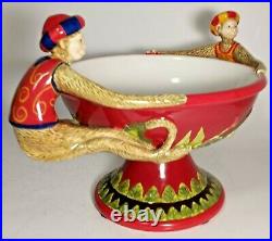Vintage Abigails Ceramic Capote bowl flower Motif Monkeys Accents on side. Rare