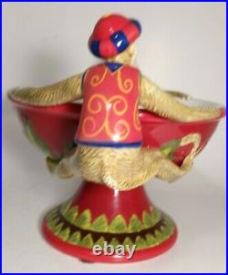 Vintage Abigails Ceramic Capote bowl flower Motif Monkeys Accents on side. Rare