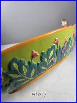 Vintage Abigails Ceramic Capote bowl flower Motif Monkeys Accents on side. Rare