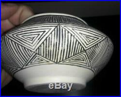 Vintage Acoma Pueblo Fine Line Pottery Vase Bowl Fineline Lewis Chino Garcia