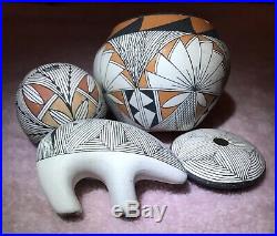 Vintage Acoma Pueblo Geometric Designs New Mexico Pottery Bowl, Seed Pot
