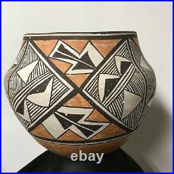 Vintage Acoma Pueblo Polychrome Pottery Bowl Early Unsigned