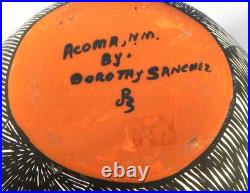 Vintage Acoma Pueblo Pottery Bowl Signed Dorothy Sanchez Graphic Design
