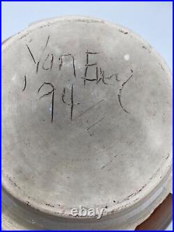 Vintage Ann Van Every Raku Pottery Bowl North Carolina Pottery 1994 Signed 9