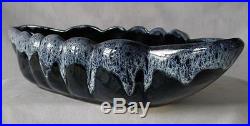 Vintage Anna Van Briggle Art Pottery Drip Lava Flow Cobalt Blue Ruffle Bowl Vase