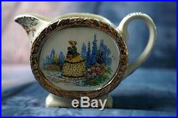Vintage Antique 1930' Sadler Barrel''Crinoline Lady Teapot Creamer & Sugar Bowl