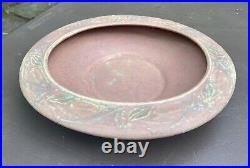 Vintage Antique Art Pottery Low Bowl With Embossed Floral Decorated Edge