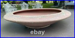 Vintage Antique Art Pottery Low Bowl With Embossed Floral Decorated Edge