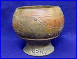 Vintage Antique Circa 400-600 BC Guatemala Mayan Pedestal Base Bowl Pottery