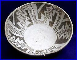 Vintage Antique Circa 800-1200 A. D Arizona Anasazi Black & White Bowl Pottery