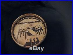 Vintage Antique Hopi Indian Pottery Bowl with eagle, Titled and signed