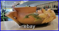 Vintage Antique Roseville Art Pottery Clematis Large Oval Console Bowl 460-12