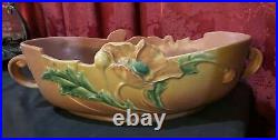Vintage Antique Roseville Art Pottery Poppy Handled Console Bowl Vase 339-12