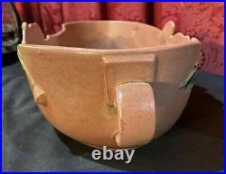 Vintage Antique Roseville Art Pottery Poppy Handled Console Bowl Vase 339-12