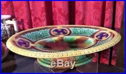 Vintage Antique Victorian Majolica Mottled Center Compote Bowl Serving Dish
