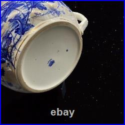 Vintage Arcadia Flow Blue Bowl w Handle Flower Gold 10.5W 5T