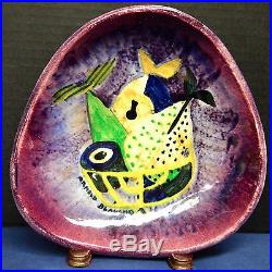 Vintage Arnold Blanch Stonelain Triangular Pottery Bowl