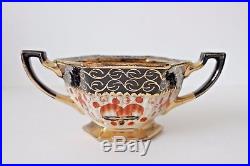 Vintage Art Deco Black and Gold Ceramic Painted Milk Jug Sugar Bowl Japanese