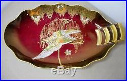 Vintage Art Deco English Carlton Ware Rouge Royale Handpainted Bird Bowl Dish
