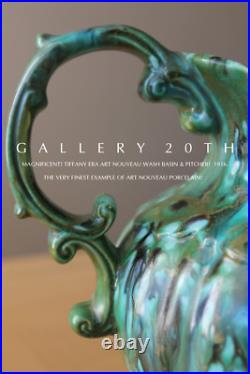 Vintage! Art Nouveau Pottery Wash Basin & Pitcher! Art Deco Montoya Bowl Green