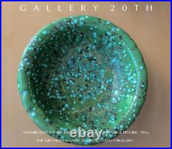 Vintage! Art Nouveau Pottery Wash Basin & Pitcher! Art Deco Montoya Bowl Green