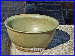 Vintage Art Pottery 8 bowl matte green wheel thrown arts & crafts signed