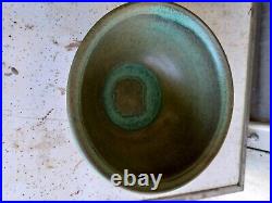 Vintage Art Pottery 8 bowl matte green wheel thrown arts & crafts signed