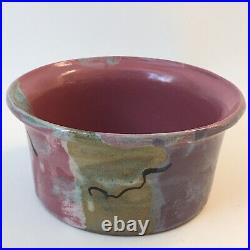 Vintage Art Pottery Bowl Tessa Fuchs Studio Suffolk UK Artist Signed Drip Glaze