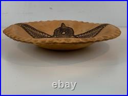 Vintage Art Pottery Ceramic Decorative Bowl with Owl Decorations Signed Diana 1980