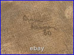 Vintage Art Pottery Ceramic Decorative Bowl with Owl Decorations Signed Diana 1980