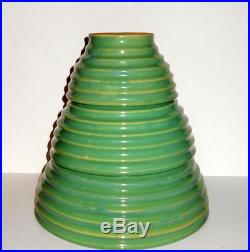Vintage Art Pottery Nesting Mixing Bowls Beehive Ribbed Ringware Bauer Mccoy