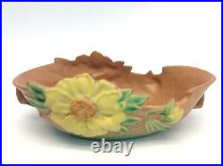 Vintage Art Pottery Roseville U. S. A. USA 430-10 Green Yellow Flower Pink Bowl