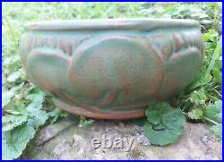 Vintage Arts & Crafts 1915 era Weller Pottery Orris Matte Green Lilly Pad Bowl