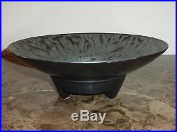 Vintage Asian Footed Art Pottery Bowl with Stamp