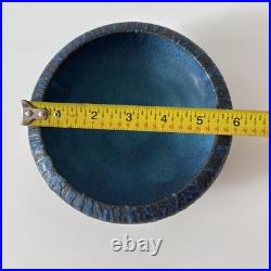 Vintage Asian Pottery Bowl Blue Drip Glaze Signed Palm Beach Estate Find Nice