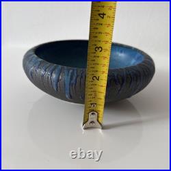 Vintage Asian Pottery Bowl Blue Drip Glaze Signed Palm Beach Estate Find Nice