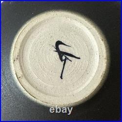 Vintage Asian Pottery Bowl Blue Drip Glaze Signed Palm Beach Estate Find Nice