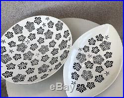 Vintage Atomic Modern Roselane Bowls Black White Set 2 C11 B11 Ceramic Pottery