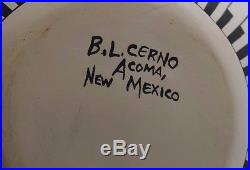 Vintage Barbara Cerno Large Acoma Pueblo Bowl/wonderful Painting/free Ship