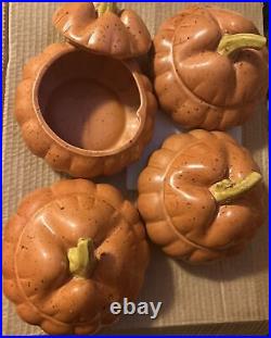 Vintage Barbara Eigen pottery harvest Pumpkin Set Of 4 Soup Bowls
