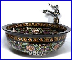 Vintage Bathroom Black Cloakroom Ceramic Counter Top Basin Sink Washing Bowl