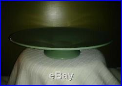 Vintage Bauer Pottery Green Large Pedestal Footed Bowl Display 15x6x4 Inch Mint