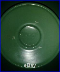 Vintage Bauer Pottery Green Large Pedestal Footed Bowl Display 15x6x4 Inch Mint