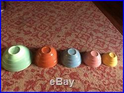 Vintage Bauer Pottery Ringware Design Nesting Mixing Bowls Complete Set of 5