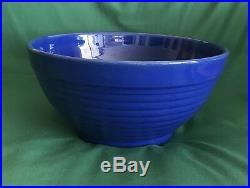 Vintage Bauer Pottery Ringware Punch Bowl Dark Blue Ring Ware California Pottery