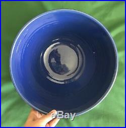 Vintage Bauer Pottery Ringware Punch Bowl Dark Blue Ring Ware California Pottery