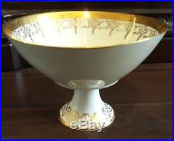 Vintage Bavaria Bayreuth Germany 22K Gold Floral Porcelain Pedestal Bowl Compote