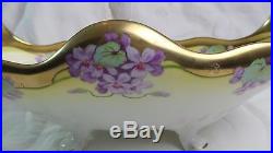 Vintage Bavaria Gilded Hand Painted Footed Oblong Bowl
